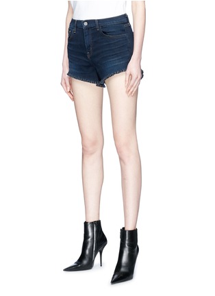 Front View - Click To Enlarge - L'AGENCE - 'Zoe' frayed denim shorts