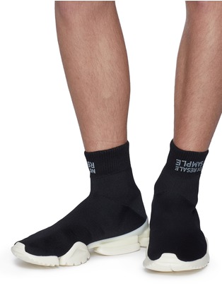Figure View - Click To Enlarge - REEBOK - 'Sock Run R' slogan print knit sneakers