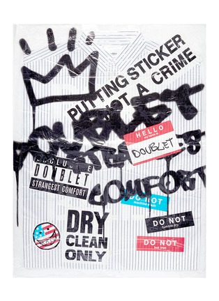 Detail View - Click To Enlarge - DOUBLET - 'Street Art Package' graffiti print laminated panel stripe shirt