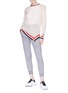 Figure View - Click To Enlarge - PERFECT MOMENT - Stripe border cotton-cashmere open knit sweater