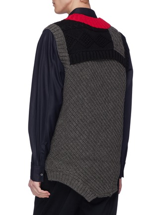 Back View - Click To Enlarge - KOLOR - Colourblock mix knit wool vest