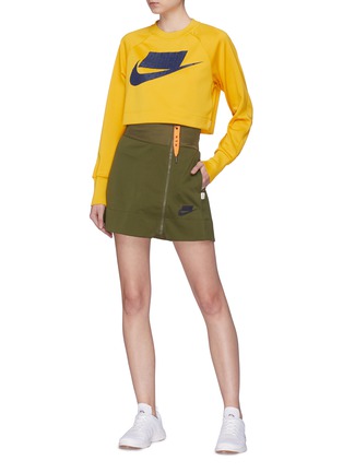 Figure View - Click To Enlarge - NIKE - Zip front wide waistband mini skirt