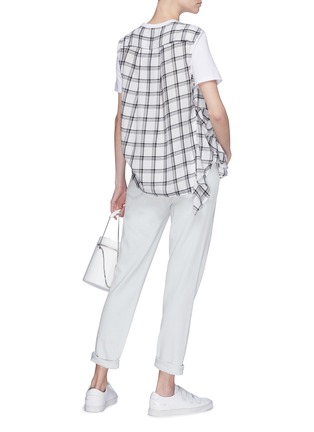 Figure View - Click To Enlarge - OPENING CEREMONY - Check plaid panel drape T-shirt