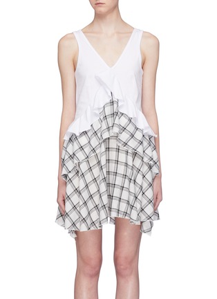 Main View - Click To Enlarge - OPENING CEREMONY - Check plaid panel tiered ruffle dress
