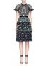 Main View - Click To Enlarge - NEEDLE & THREAD - 'Lazy Daisy' ruffle floral embroidered tulle dress