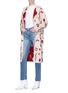 Figure View - Click To Enlarge - THE R COLLECTIVE - Abstract graphic intarsia reversible knit open coat