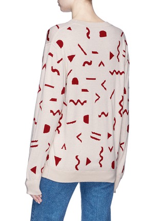 Back View - Click To Enlarge - THE R COLLECTIVE - Abstract graphic intarsia reversible sweater