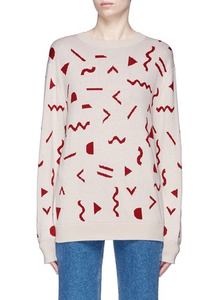 Main View - Click To Enlarge - THE R COLLECTIVE - Abstract graphic intarsia reversible sweater