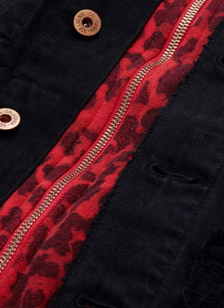  - NSF - 'Adams' denim jacket overlay leopard print zip hoodie