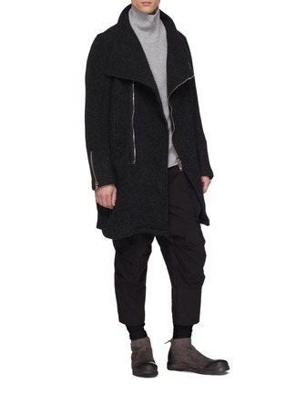 Figure View - Click To Enlarge - THE VIRIDI-ANNE - Asymmetric zip placket brushed melton coat