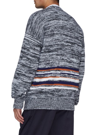 Back View - Click To Enlarge - E. TAUTZ - Colourblock stripe panel wool-cashmere cardigan