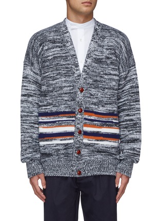 Main View - Click To Enlarge - E. TAUTZ - Colourblock stripe panel wool-cashmere cardigan