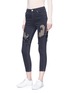 Front View - Click To Enlarge - TOPSHOP - 'Jamie' beaded fishnet panel cropped skinny jeans