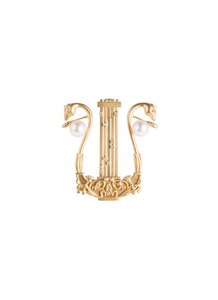 Main View - Click To Enlarge - CENTAURI LUCY - 'Musica Harp' diamond Akoya pearl 18k yellow gold brooch