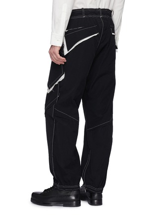 Back View - Click To Enlarge - SULVAM - Contrast topstitching raw pocket track pants