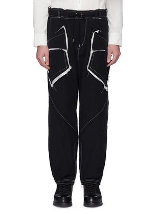 Main View - Click To Enlarge - SULVAM - Contrast topstitching raw pocket track pants