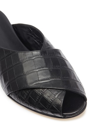 Detail View - Click To Enlarge - TRADEMARK - 'Pajama' croc embossed leather slide sandals