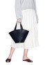 Figure View - Click To Enlarge - TRADEMARK - Detachable scarf large leather basket bag