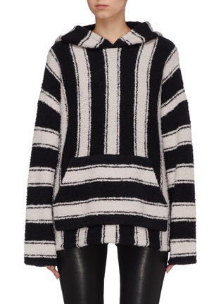 Main View - Click To Enlarge - AMIRI - Stripe bouclé knit oversized baja hoodie