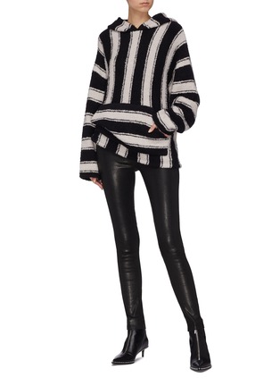 Figure View - Click To Enlarge - AMIRI - Stripe bouclé knit oversized baja hoodie