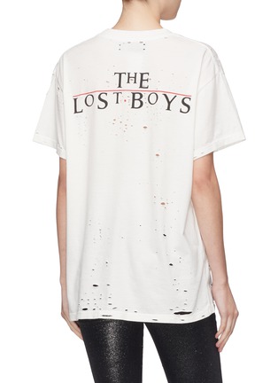 Back View - Click To Enlarge - AMIRI - x Warner Brothers Studios 'The Lost Boys' slogan photographic print distressed T-shirt