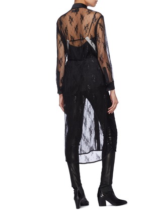Back View - Click To Enlarge - AMIRI - Belted Chantilly lace shirt dress