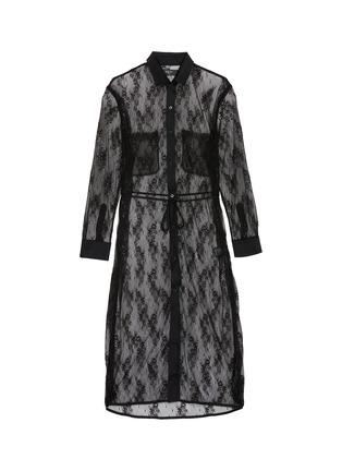 Main View - Click To Enlarge - AMIRI - Belted Chantilly lace shirt dress
