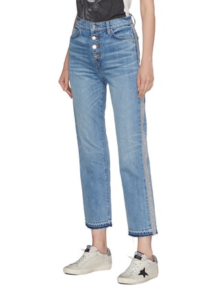 Front View - Click To Enlarge - AMIRI - Glitter stripe outseam straight leg jeans