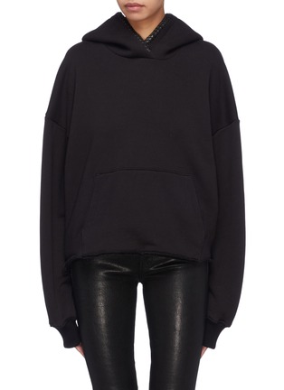 Main View - Click To Enlarge - AMIRI - Lace-up leather trim hoodie