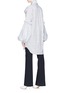 Back View - Click To Enlarge - 10478 - Puff sleeve oversized pussybow stripe shirt
