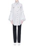 Main View - Click To Enlarge - 10478 - Puff sleeve oversized pussybow stripe shirt
