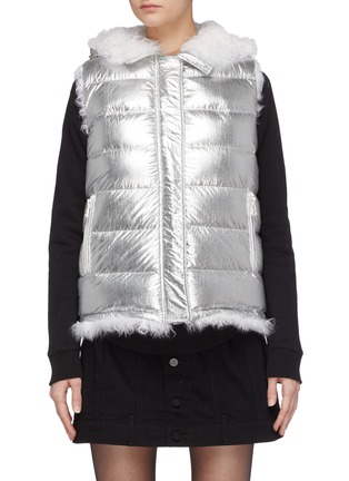Main View - Click To Enlarge - YVES SALOMON ARMY - Lamb fur trim reversible hooded down puffer vest