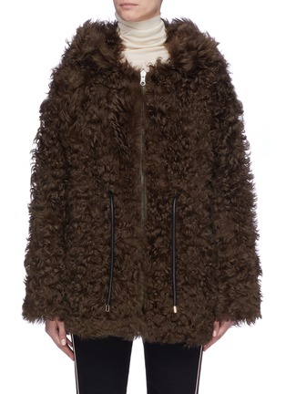 Main View - Click To Enlarge - YVES SALOMON - Lambskin shearling hooded jacket