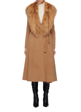 Main View - Click To Enlarge - YVES SALOMON - Detachable fur collar belted melton coat