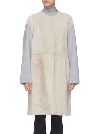 Main View - Click To Enlarge - YVES SALOMON - Reversible melton sleeve lambskin shearling coat