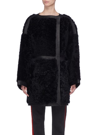 Main View - Click To Enlarge - YVES SALOMON - Leather trim lambskin shearling coat