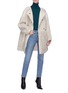 Figure View - Click To Enlarge - YVES SALOMON - Leather trim lambskin shearling coat