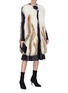 Figure View - Click To Enlarge - YVES SALOMON - Colourblock cashmere-wool panel fox fur long gilet