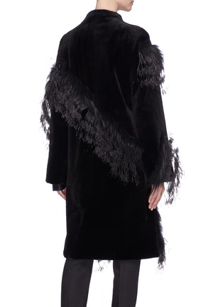 Back View - Click To Enlarge - YVES SALOMON - Ostrich feather fox trim mink fur coat