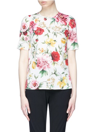 Main View - Click To Enlarge - - - Floral print silk charmeuse top