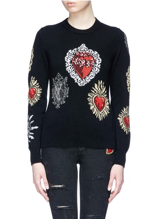 Main View - Click To Enlarge - - - Sacred heart intarsia virgin wool blend sweater