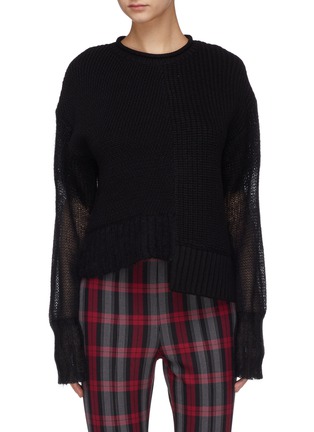 Main View - Click To Enlarge - T BY ALEXANDER WANG - Staggered hem mix knit sweater