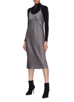Figure View - Click To Enlarge - T BY ALEXANDER WANG - 'Wash & Go' racerback satin slip dress