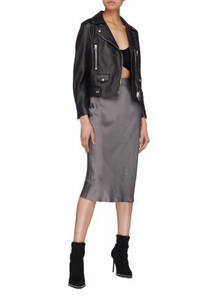 Figure View - Click To Enlarge - T BY ALEXANDER WANG - 'Wash & Go' satin midi skirt