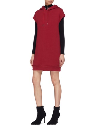 Figure View - Click To Enlarge - T BY ALEXANDER WANG - Cap sleeve hoodie tunic dress