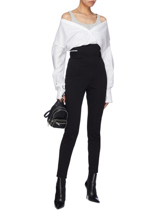 Figure View - Click To Enlarge - T BY ALEXANDER WANG - Logo jacquard waistband suiting leggings