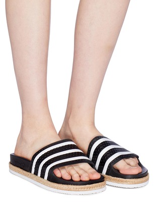 Figure View - Click To Enlarge - ADIDAS - 'Adilette Bold' 3-Stripes espadrille slide sandals