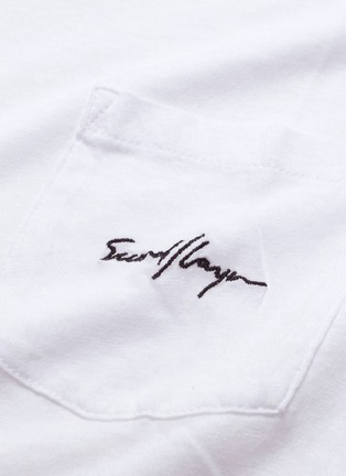  - SECOND/LAYER - Logo embroidered pocket cotton-linen T-shirt