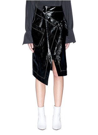 Main View - Click To Enlarge - PETAR PETROV - 'Ruth' asymmetric patent leather wrap skirt