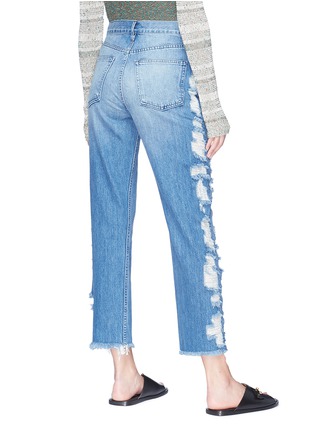 Back View - Click To Enlarge - 3X1 - 'W3 Higher Ground' selvedge distressed cropped boyfriend jeans
